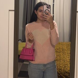 Women’s Pink Heart Crewneck Sweater